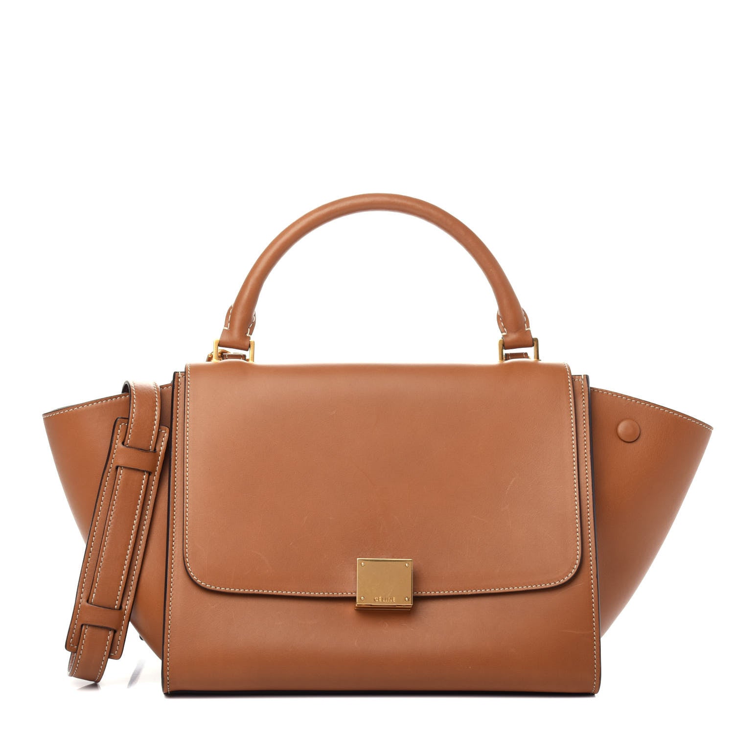 Celine Vegetable Calfskin Small Trapeze Tan 1 of 10
