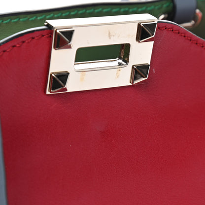 Valentino Garavani Vitello Colorblock Small Rockstud Tote Deep Rose Clover Grey Scarlet 9 of 9
