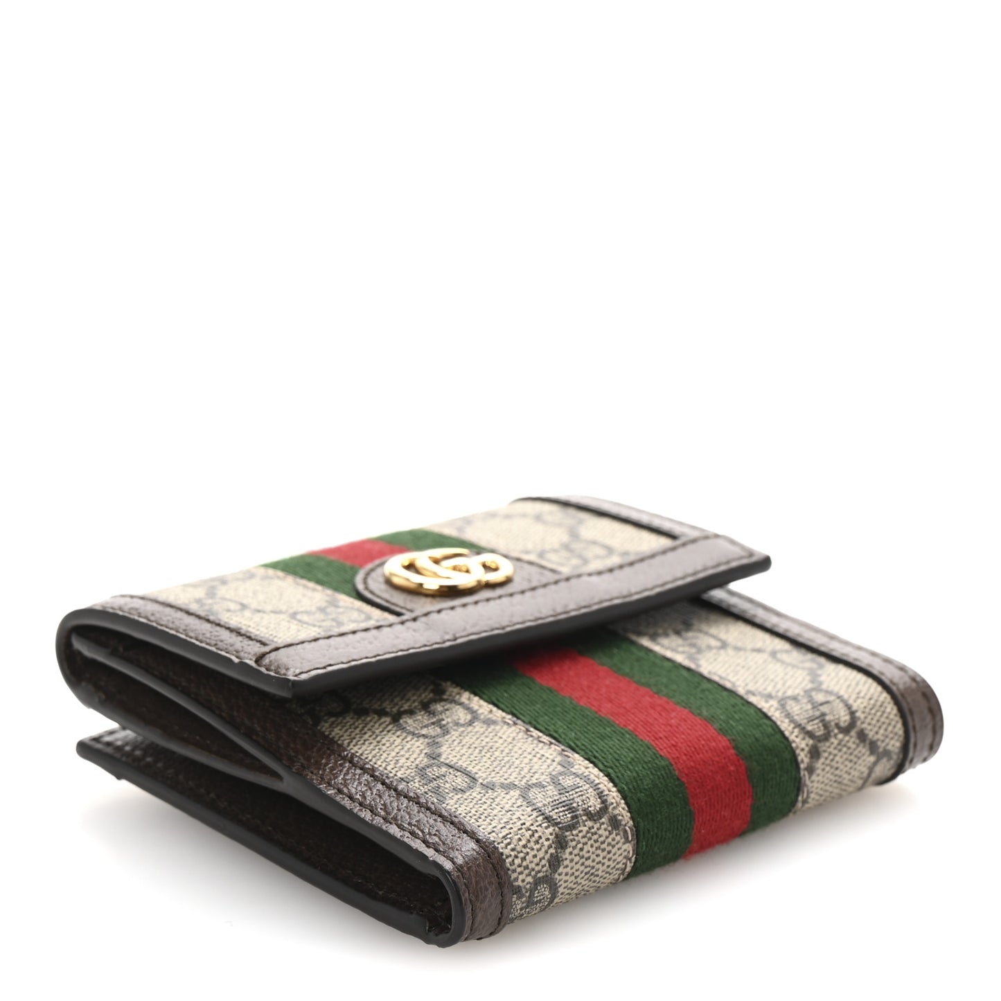 GG Supreme Monogram Web Ophidia French Flap Wallet Beige New Acero