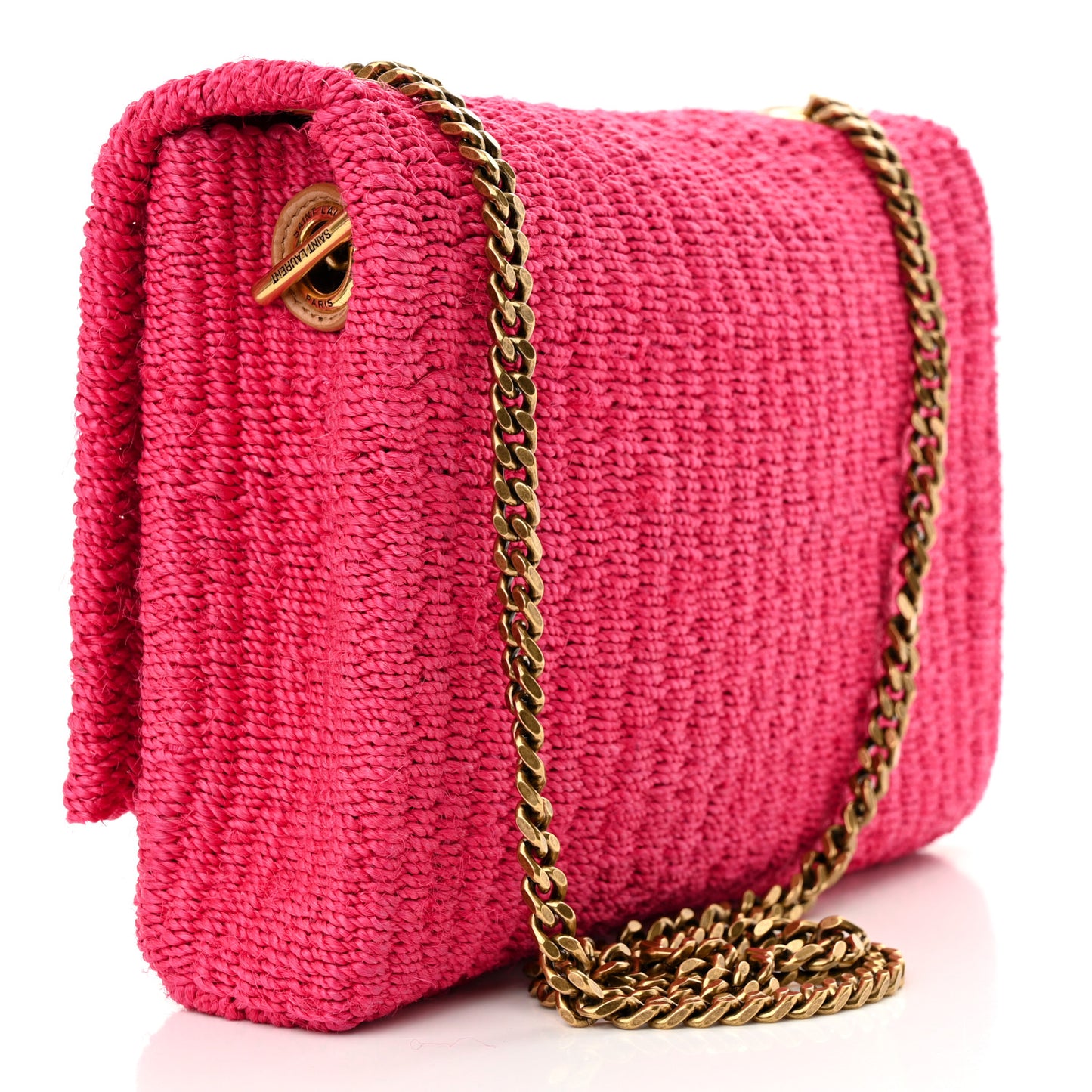Raffia Medium Monogram Kate Satchel Pink Glow