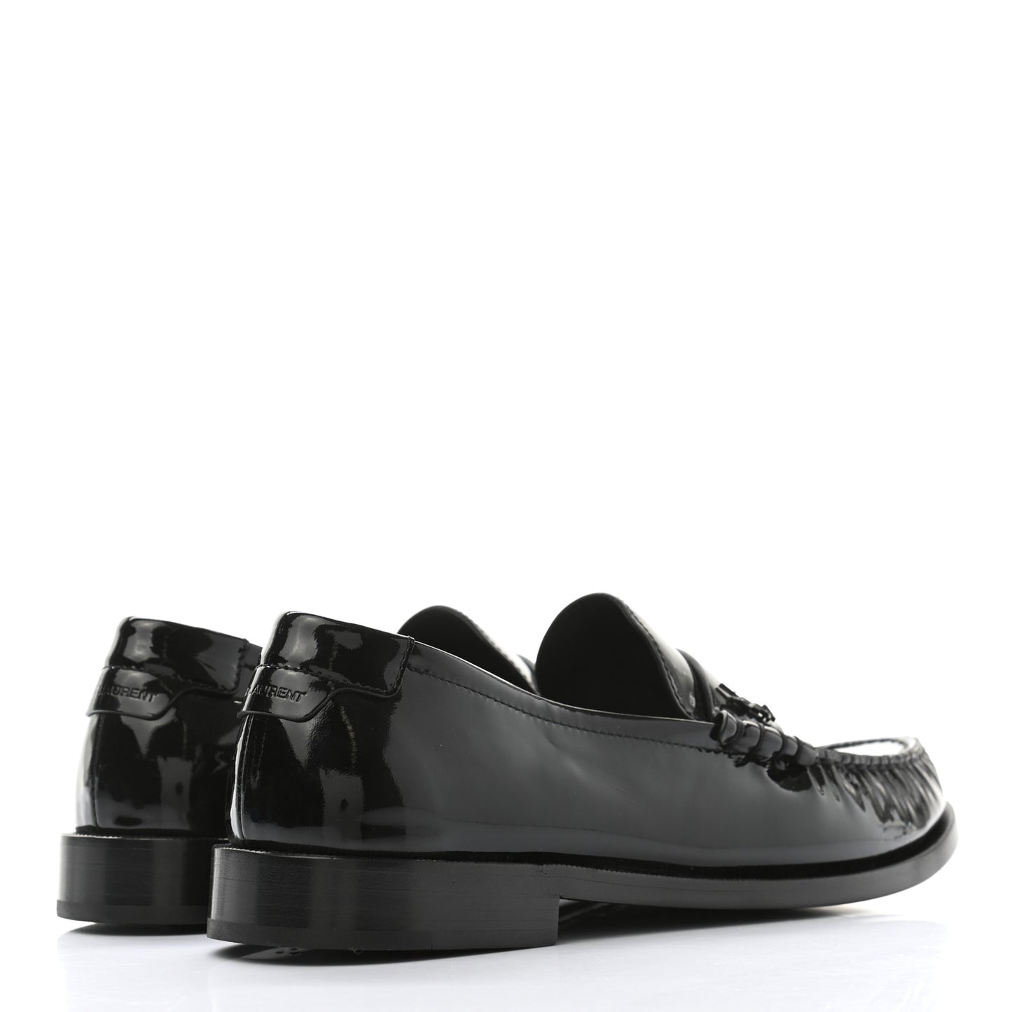 Patent Calfskin Penny Loafers 41 Black