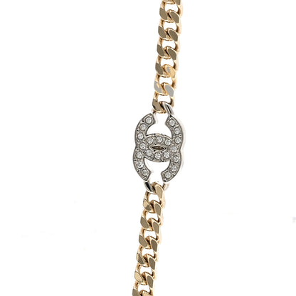 Chanel Crystal Chain CC Link Necklace Gold Silver 4 of 5
