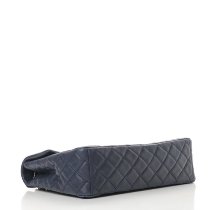 Chanel Washed Caviar Quilted Maxi Single Flap Dark Navy Blue 4 of 14