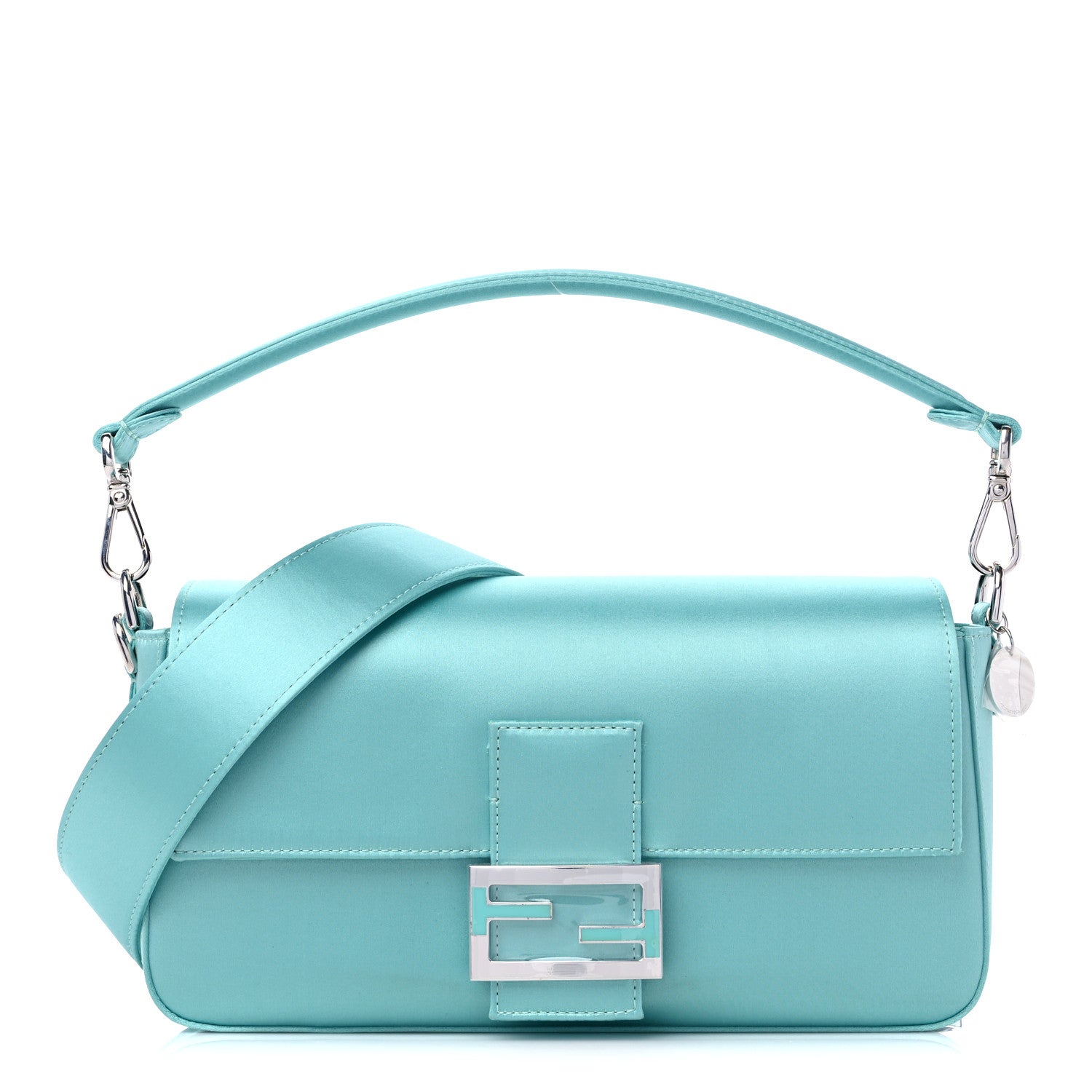 Fendi X TIFFANY Satin Nappa Silver Baguette Blue Tiffany Silver 1 of 8