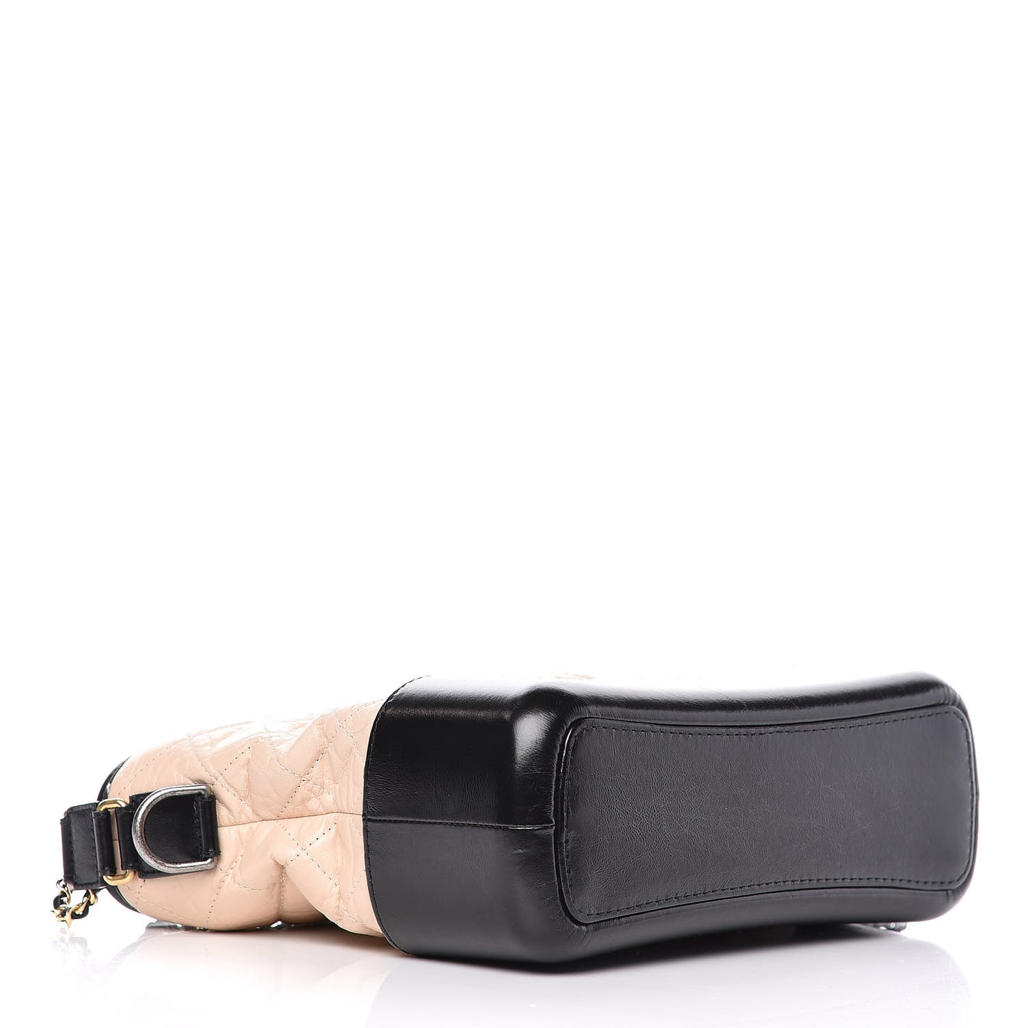 Aged Calfskin Quilted Medium Gabrielle Hobo Beige Black