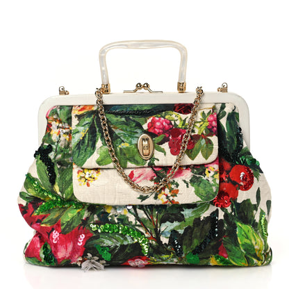 Dolce & Gabbana Fabric Embellished Floral Print Top Handle Chain Satchel Multicolor 1 of 9