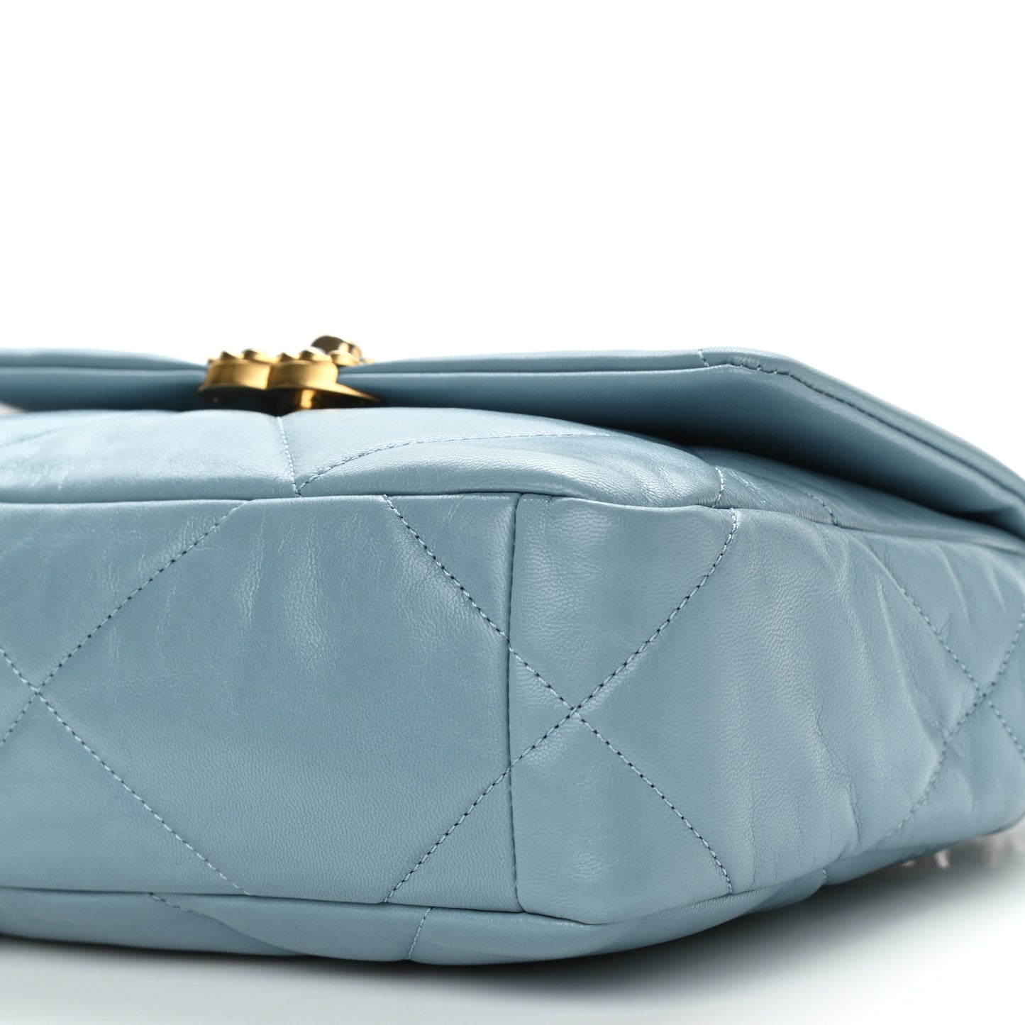 Goatskin Quilted Medium Chanel 19 Flap Light Blue