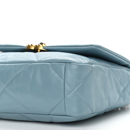 Chanel Goatskin Quilted Medium Chanel 19 Flap Light Blue 9 of 10