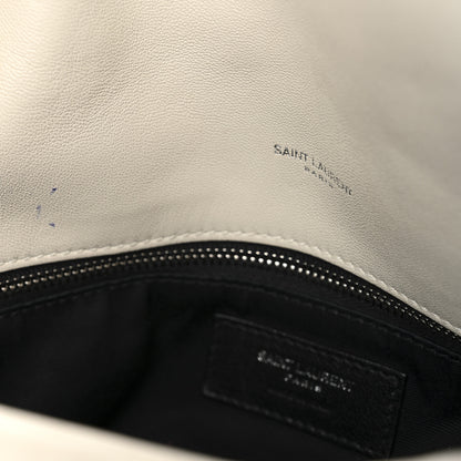 Saint Laurent Lambskin Quilted Medium Loulou Puffer Monogram Chain Satchel Crema Soft 13 of 14