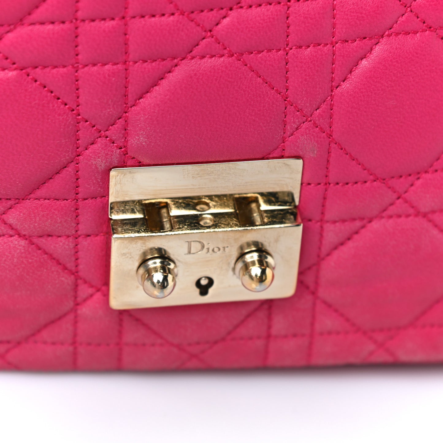Lambskin Cannage Miss Dior Promenade Pouch Fuchsia