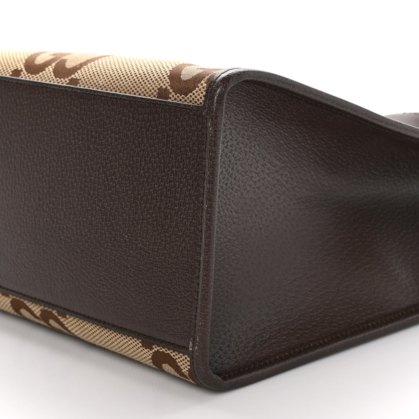 Monogram Jumbo GG Textured Dollar Calfskin Web Tote Bag Camel Ebony New Acero