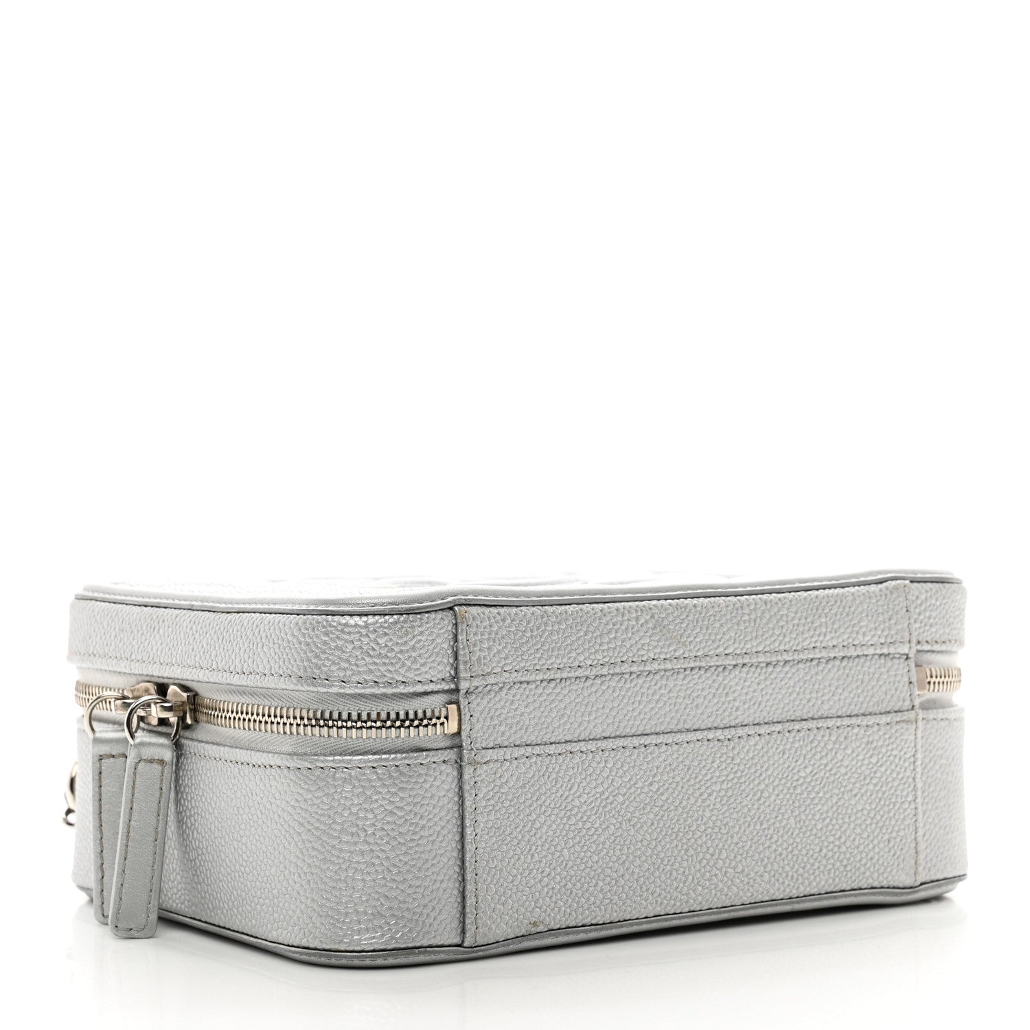 Chanel Metallic Caviar Quilted Medium CC Filigree Vanity Case Silver 4 of 12