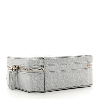 Chanel Metallic Caviar Quilted Medium CC Filigree Vanity Case Silver 4 of 12