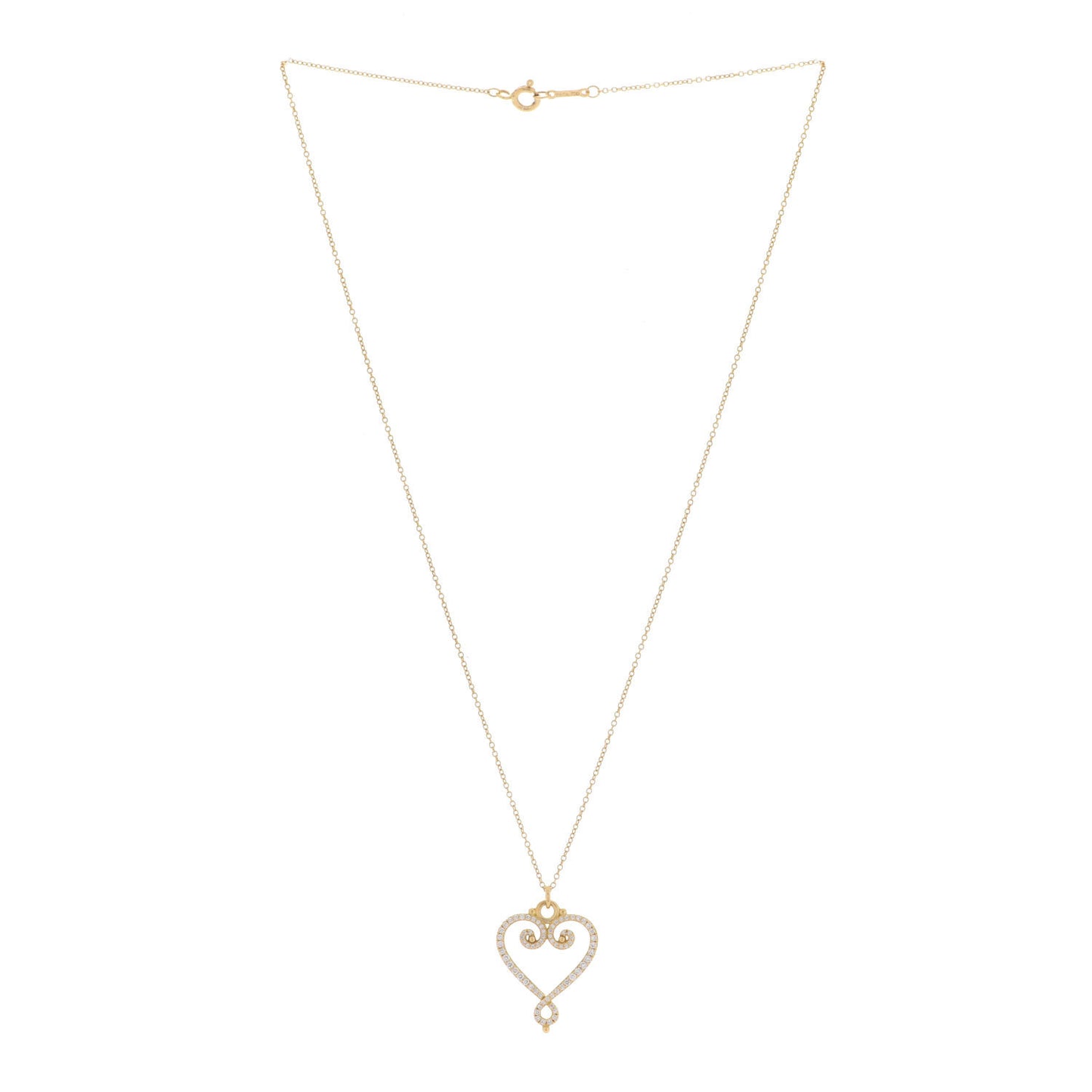 18K Yellow Gold Diamond Paloma Picasso Venezia Goldoni Heart Pendant Necklace
