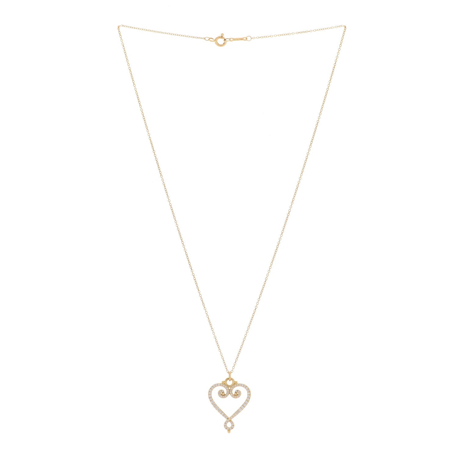 Tiffany 18K Yellow Gold Diamond Paloma Picasso Venezia Goldoni Heart Pendant Necklace 3 of 5