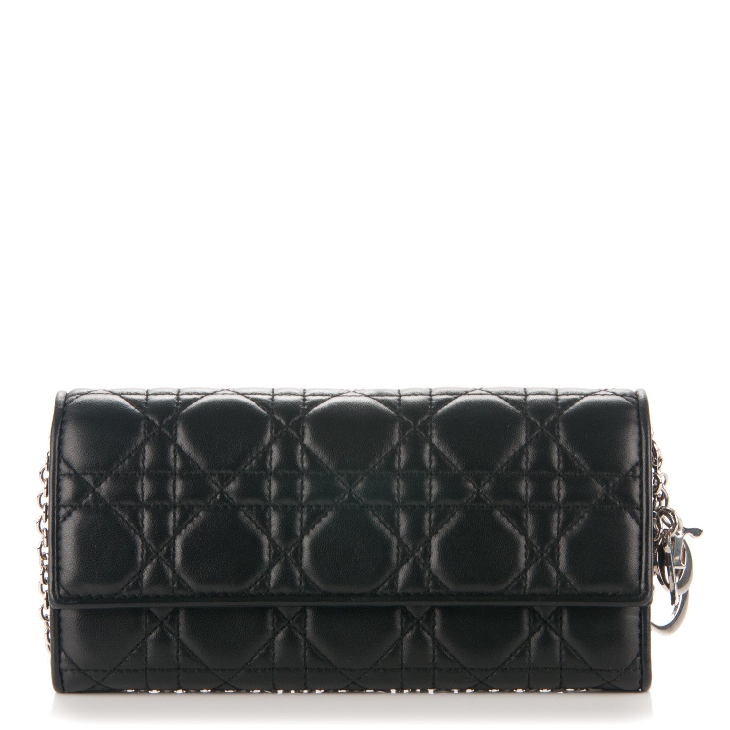 Christian Dior Lambskin Cannage Rendez-vous Chain Wallet Black 1 of 6
