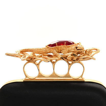 Alexander McQueen ALEXANDER MCQUEEN Satin Salamander Knuckle Box Clutch Clutch Black 8 of 13
