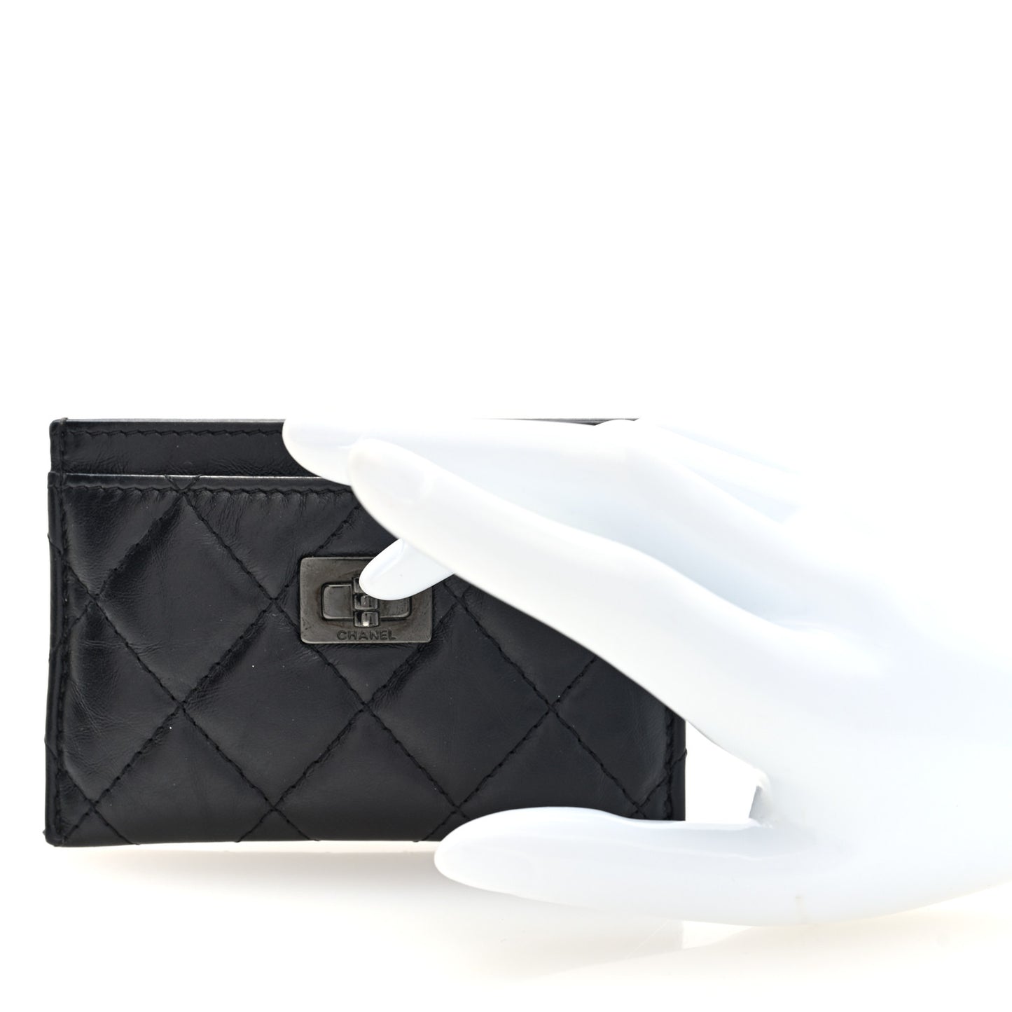 Aged Calfskin Quilted Reissue Card Holder So Black