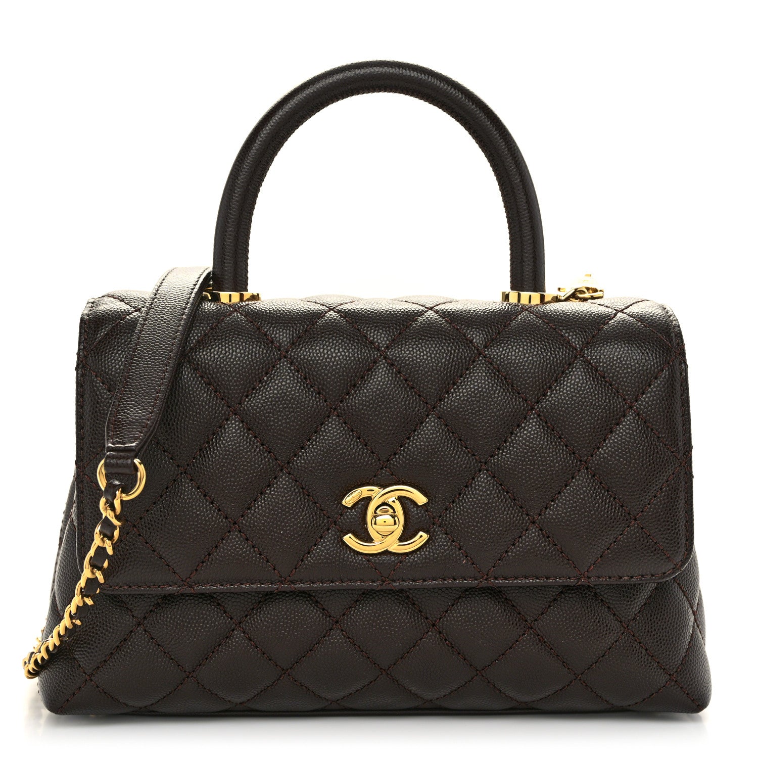 Chanel Caviar Quilted Mini Coco Handle Flap Dark Brown 1 of 10