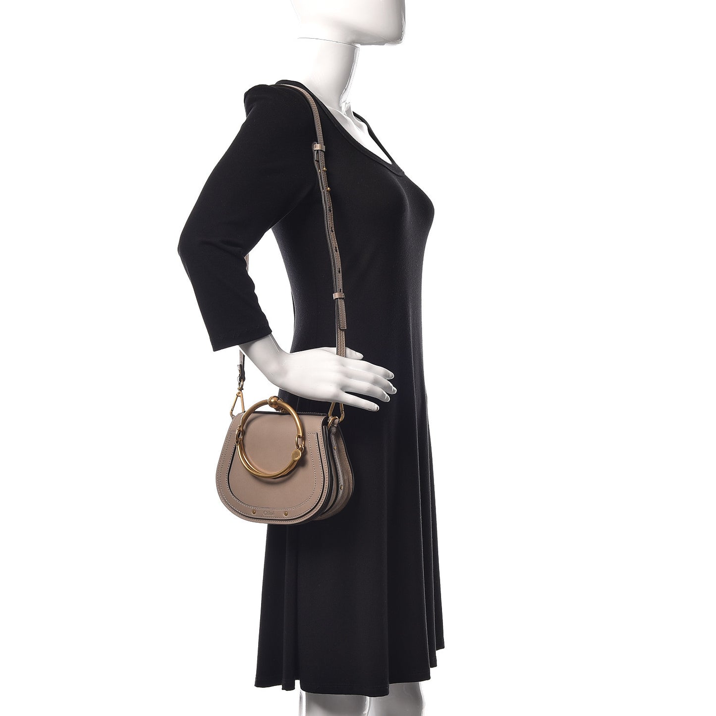 Calfskin Suede Small Nile Bracelet Bag Motty Grey