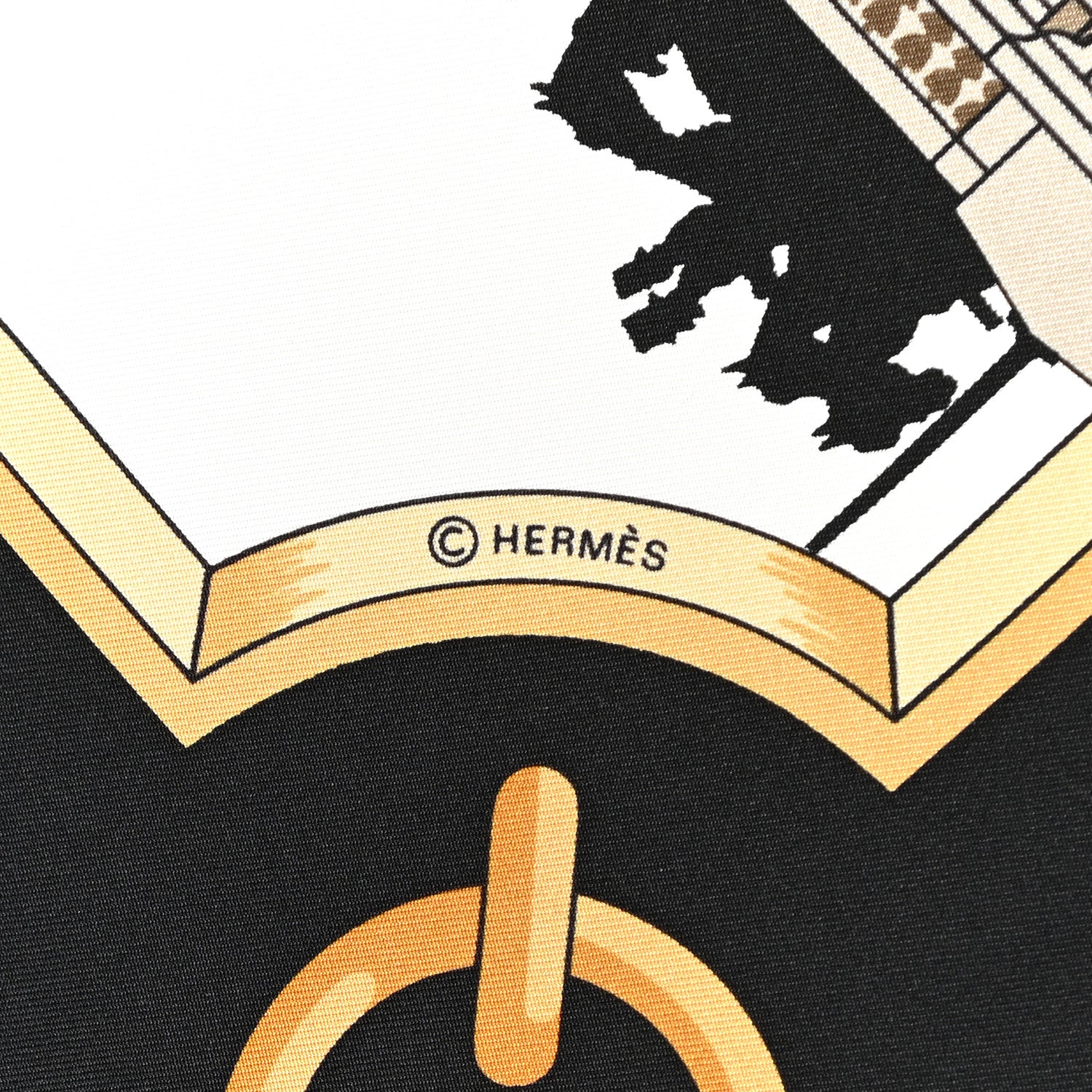 Hermes Silk Les Ponts De Paris Scarf 90 Black White 4 of 5