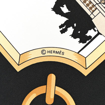 Hermes Silk Les Ponts De Paris Scarf 90 Black White 4 of 5