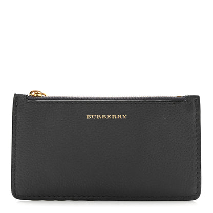 Burberry Grained Calfskin Two Tone Somerset Coin Case Card Holder Charcoal Grey 1 of 12