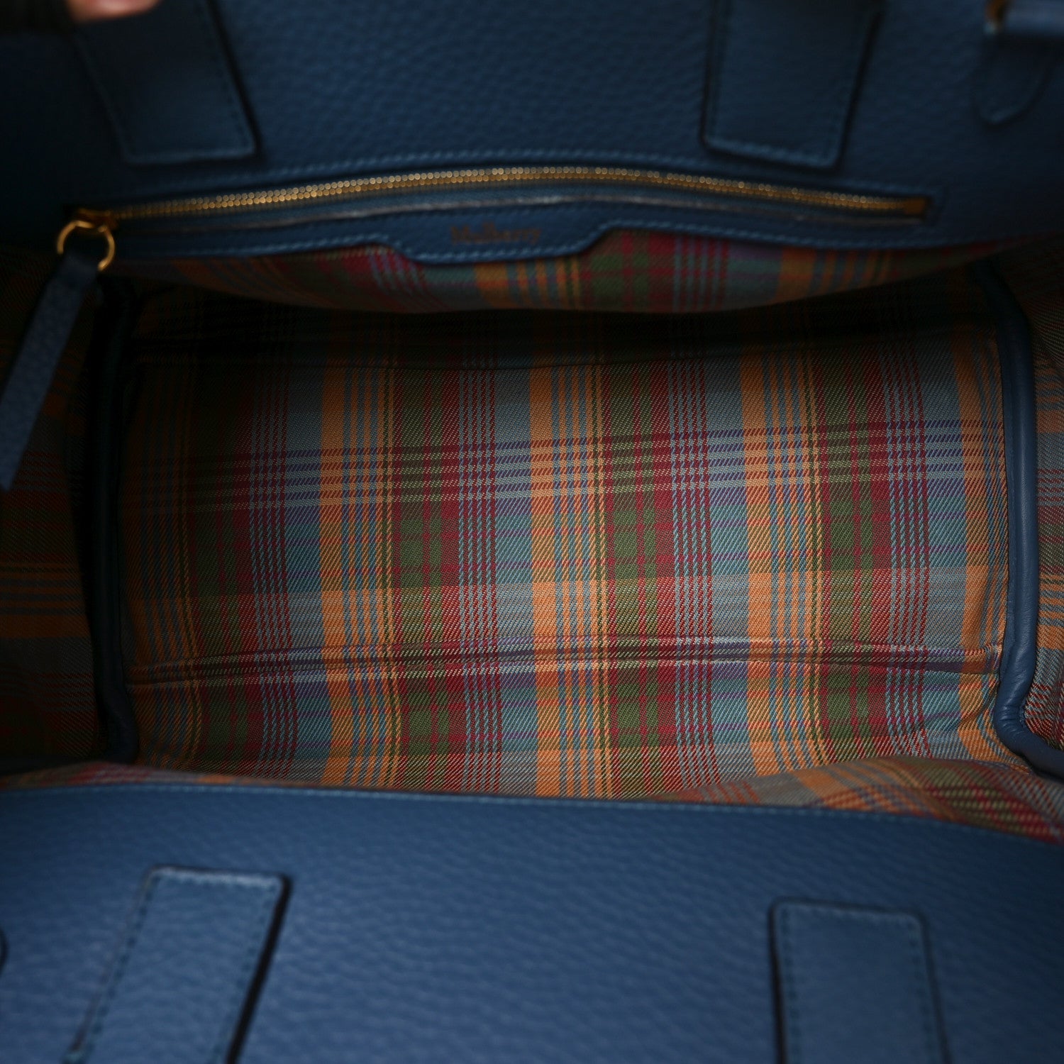 Mulberry Classic Grain Calfskin Belted Bayswater Tote Blue 5 of 9