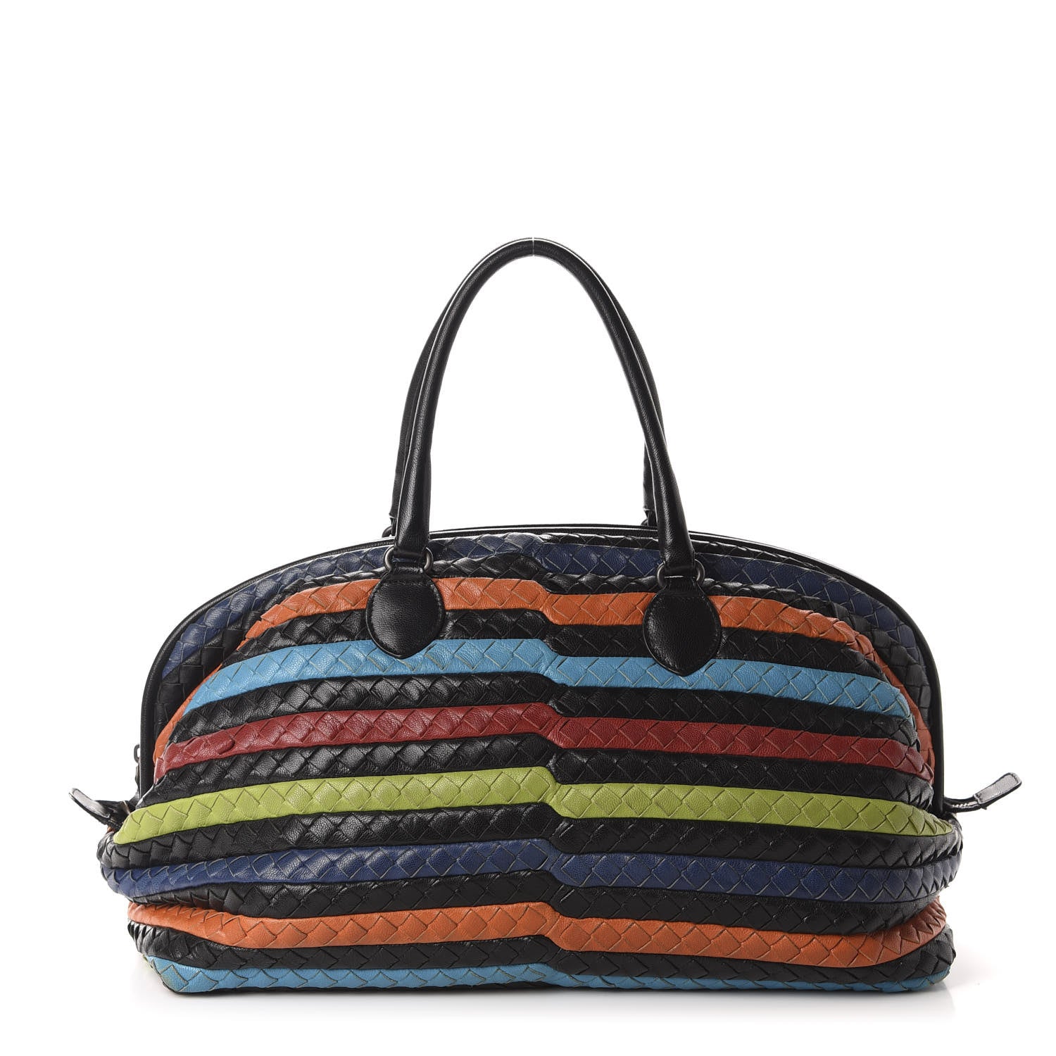 Bottega Veneta Shiny Goatskin Intrecciato Frame Bowling Bag Multicolor 2 of 12