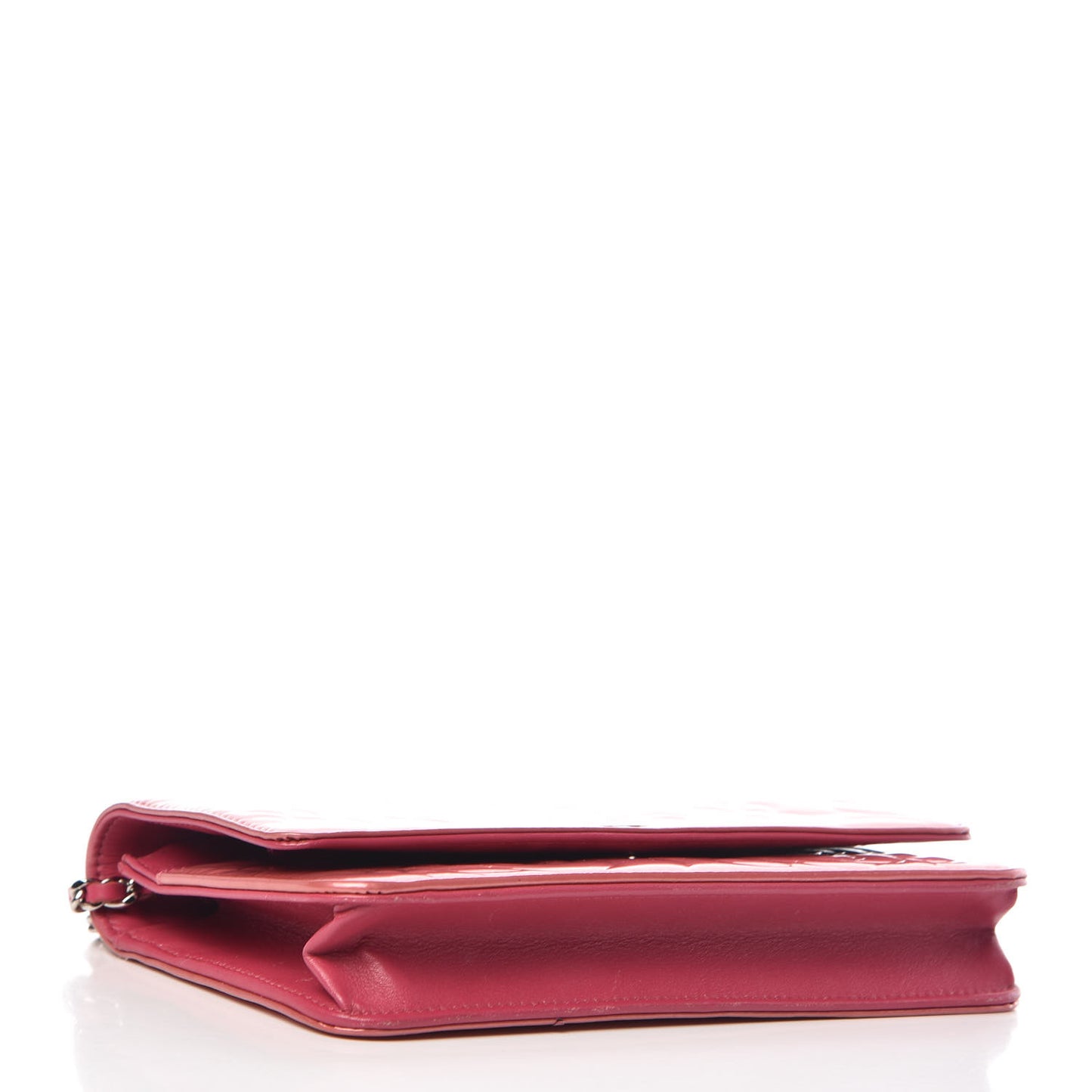 Patent Camellia Embossed Wallet on Chain WOC Rose