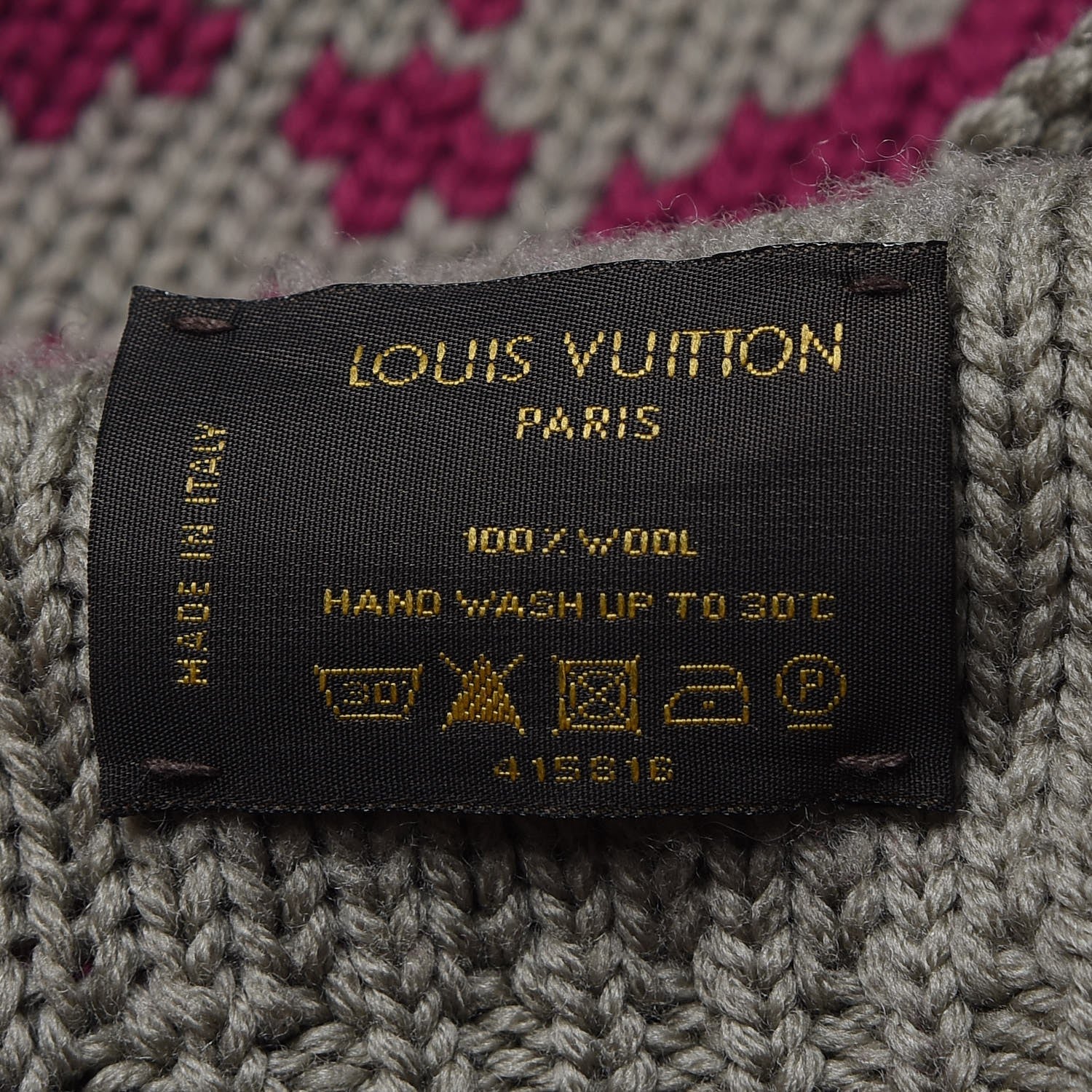 Louis Vuitton Wool Grand Froid Snood Scarf Dark Pink Grey 4 of 6