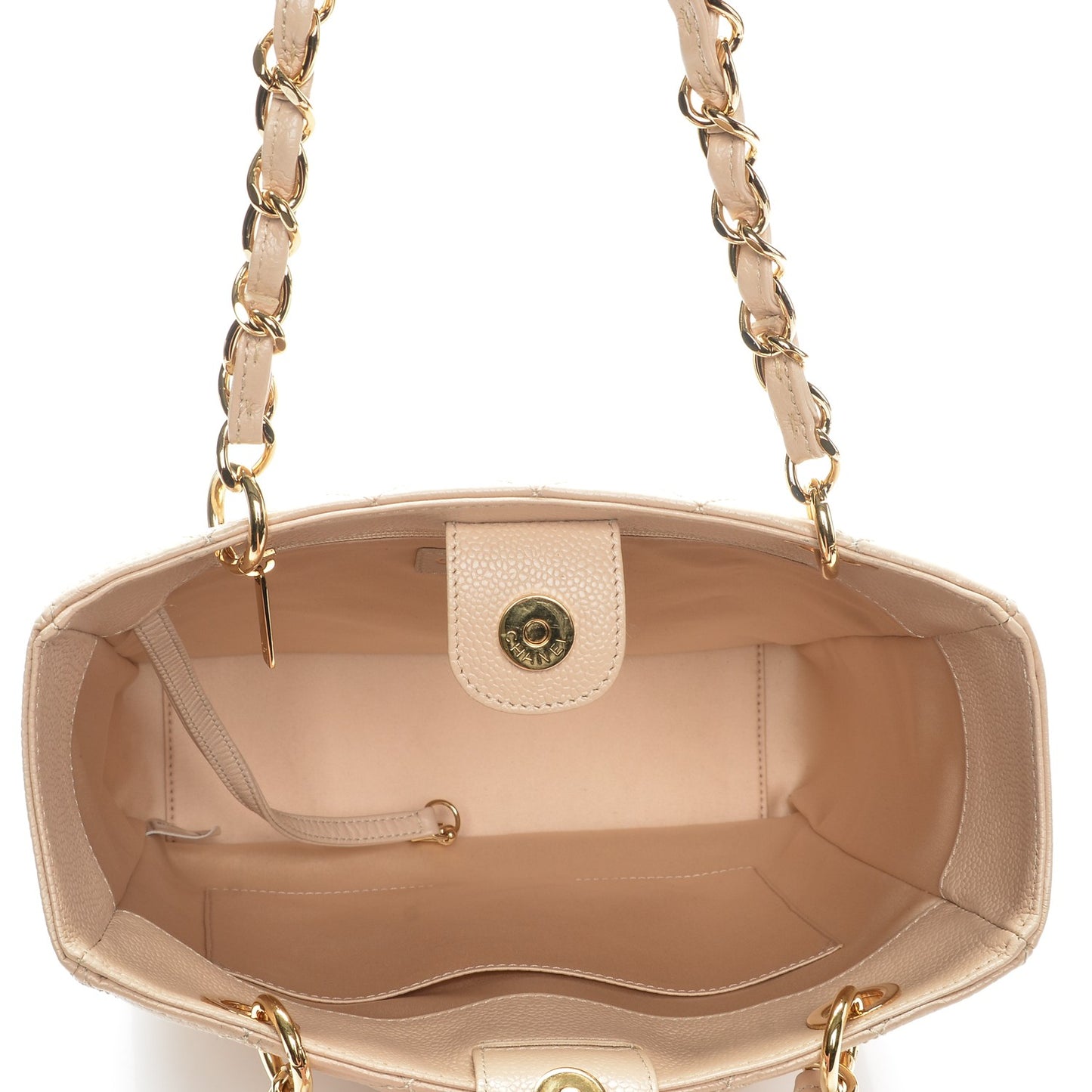 Caviar Quilted Petit Shopping Tote PST Beige Clair