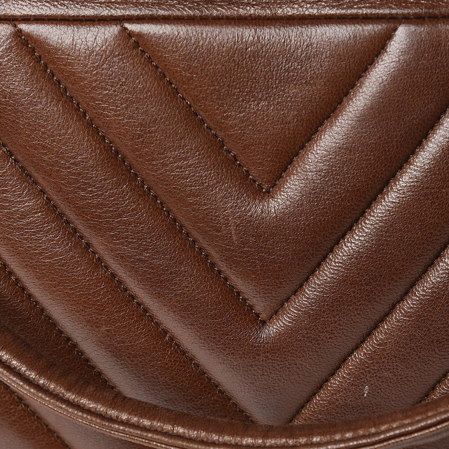 Lambskin Chevron Quilted Shoulder Bag Brown