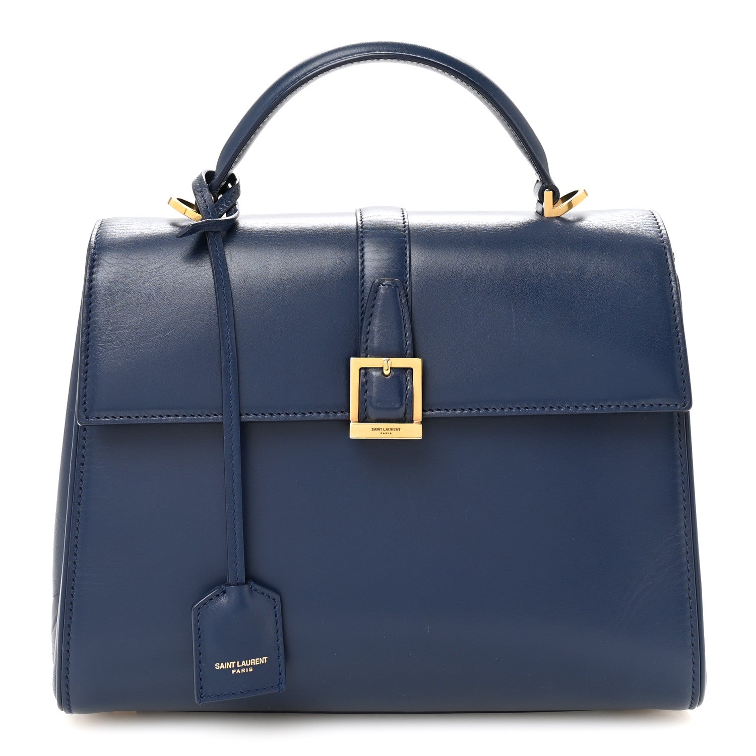 Saint Laurent Calfskin Le Fermoir Top Handle Bag Blue 1 of 9