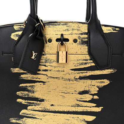 Louis Vuitton Calfskin Golden Light City Steamer MM Black 7 of 9