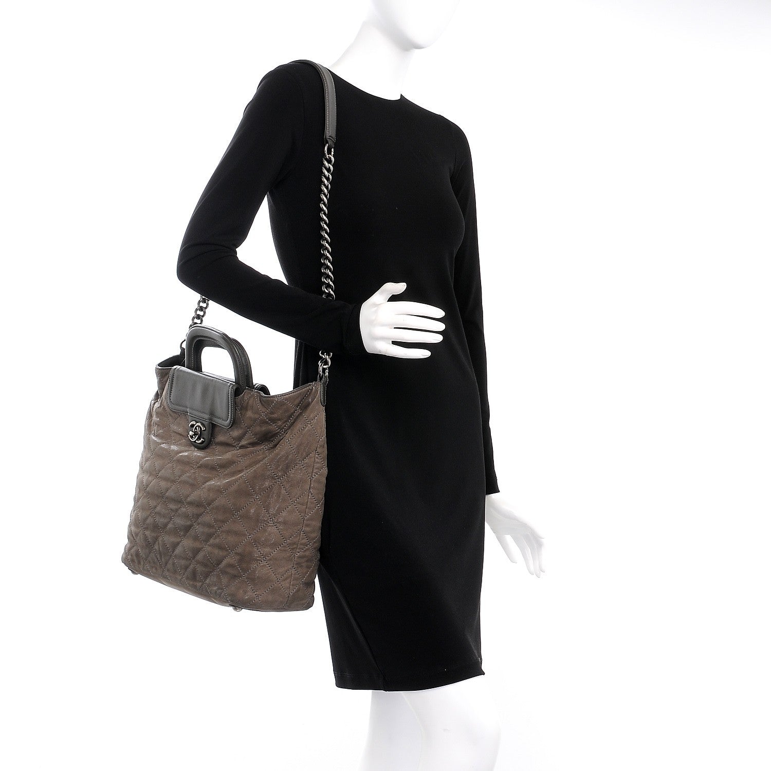 Chanel Iridescent Calfskin Quilted In The Mix Shopping Tote Dark Grey 2 of 13