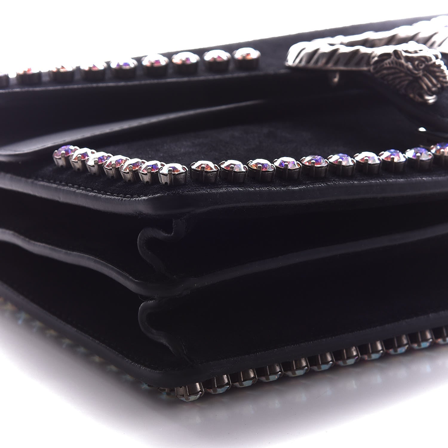 Gucci Suede Crystal Small Dionysus Shoulder Bag Black 8 of 9