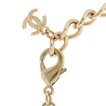 Chanel Pearl Crystal Baguette CC Short Necklace Gold 4 of 5