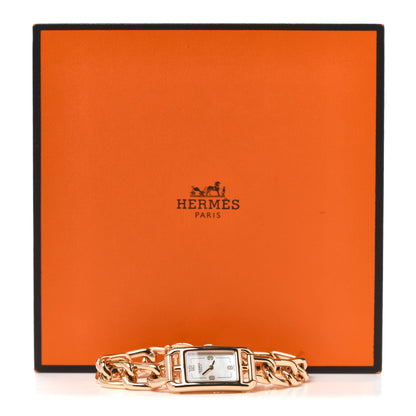 Hermes 18K Rose Gold Mother of Pearl 17mm Nantucket Quartz Watch 5 of 5
