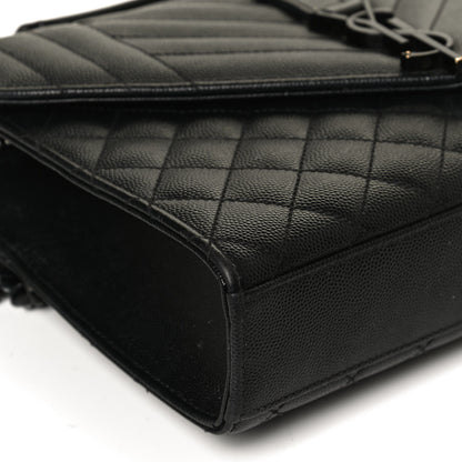 Saint Laurent Grain De Poudre Textured Mixed Matelasse Triquilt Medium Monogram Satchel Black 13 of 13