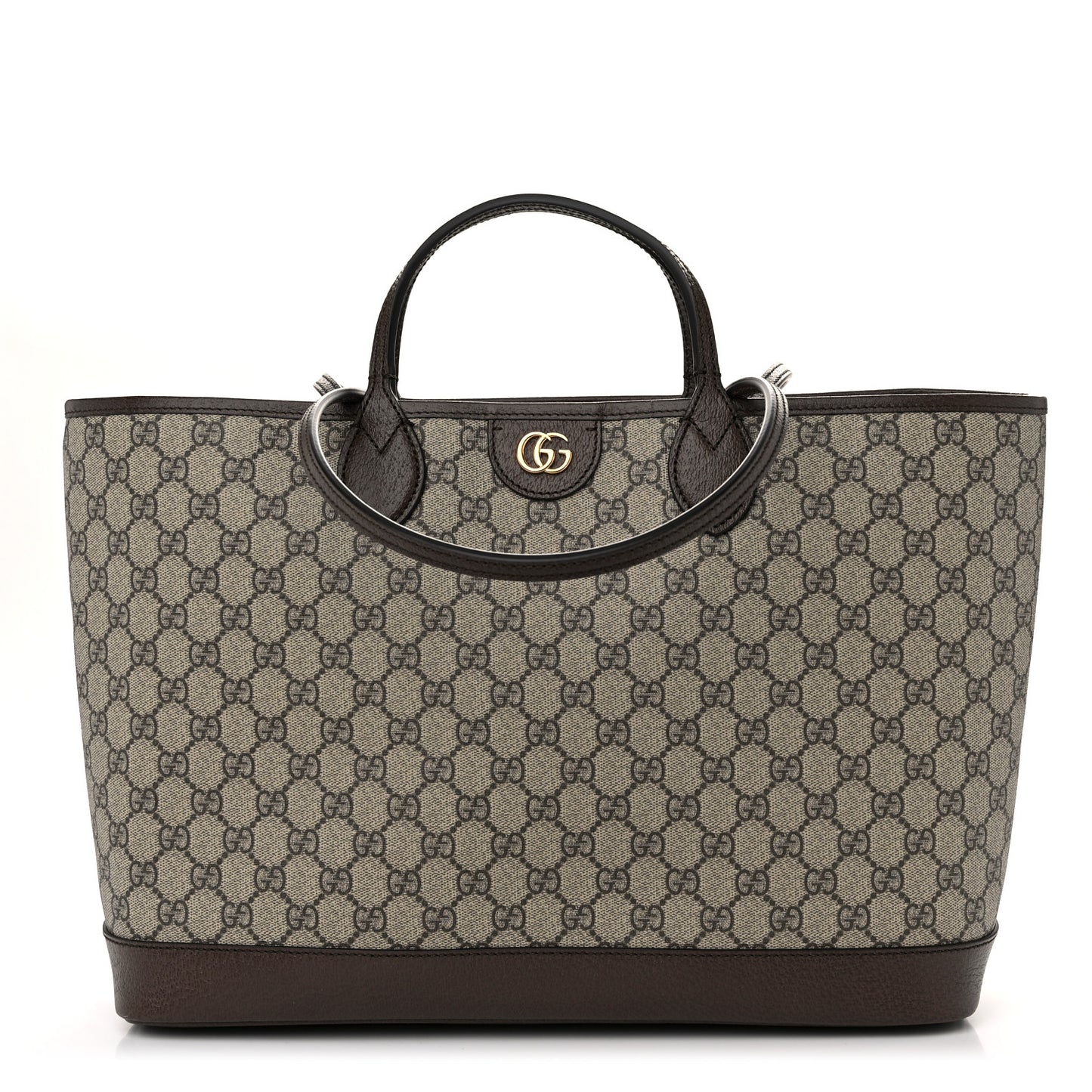 GG Supreme Monogram Textured Calfskin Medium Ophidia Shoulder Tote Bag Beige Ebony New Acero