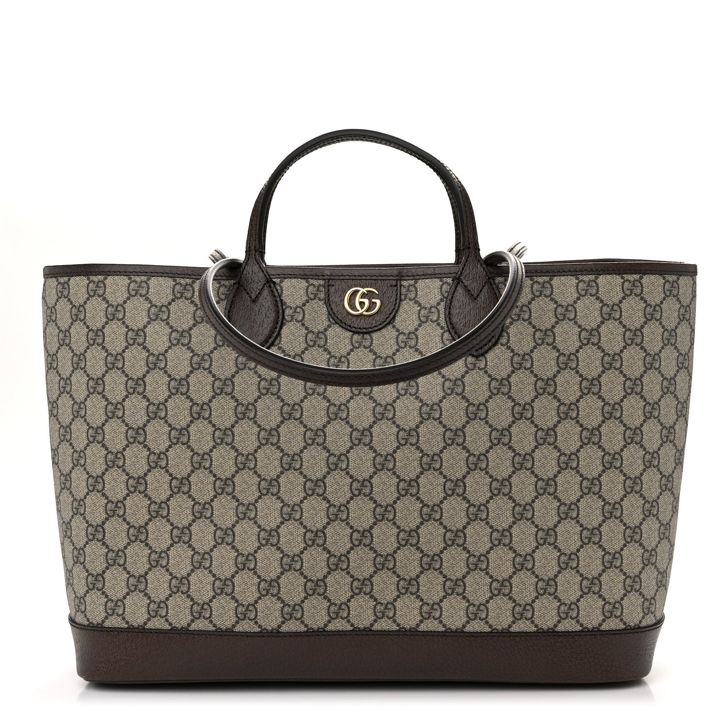 Gucci GG Supreme Monogram Textured Calfskin Medium Ophidia Shoulder Tote Bag Beige Ebony New Acero 1 of 10