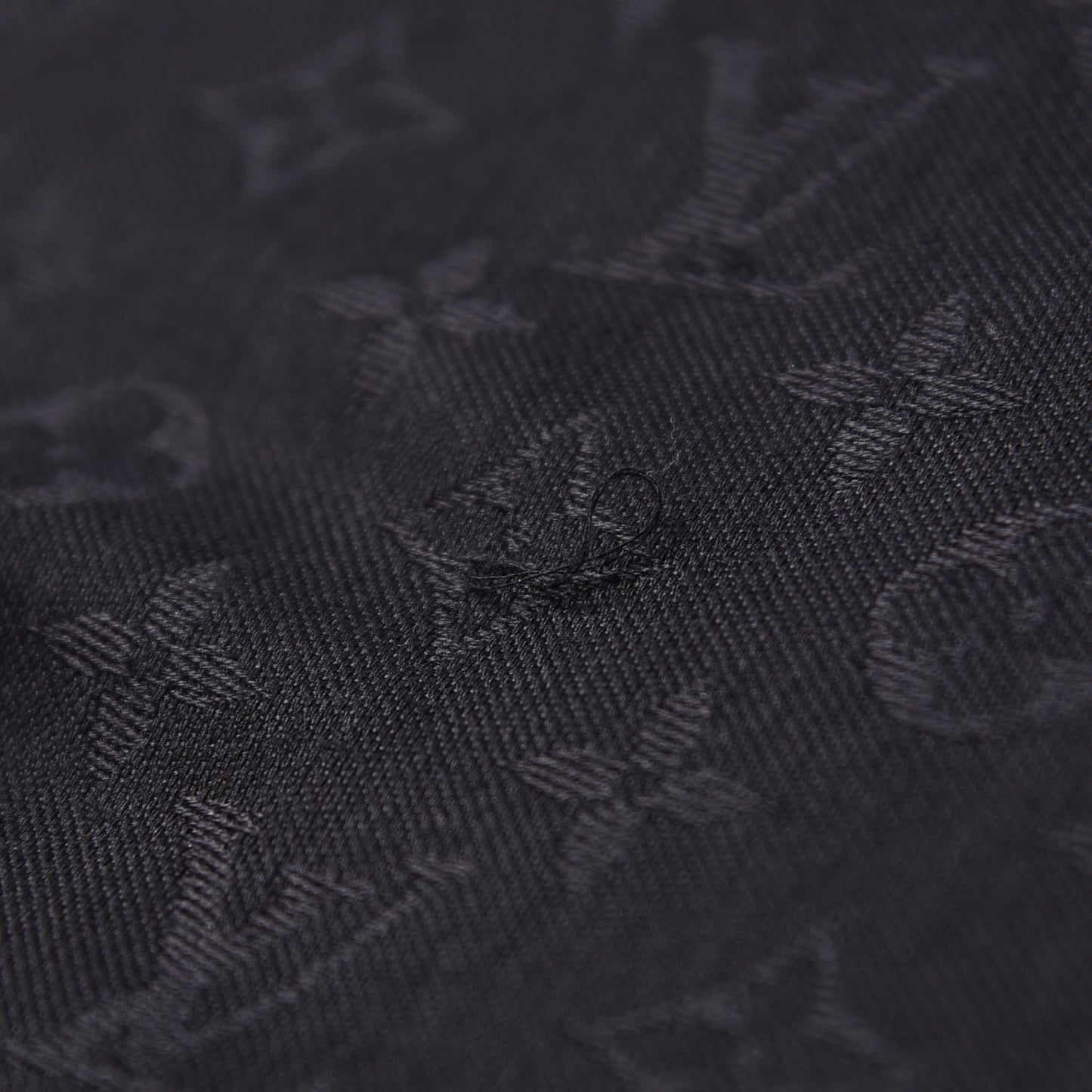 Wool Silk Monogram Shawl Black