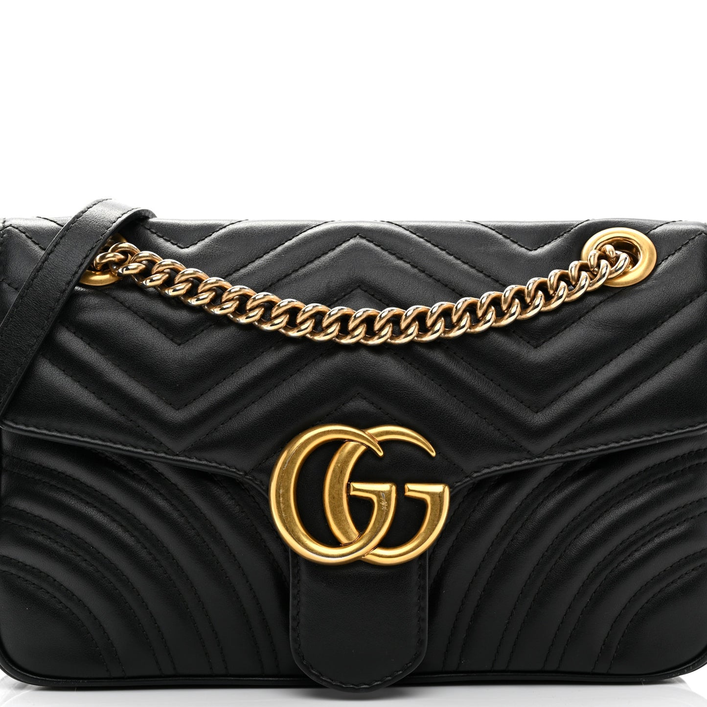 Calfskin Matelasse Small GG Marmont Shoulder Bag Black