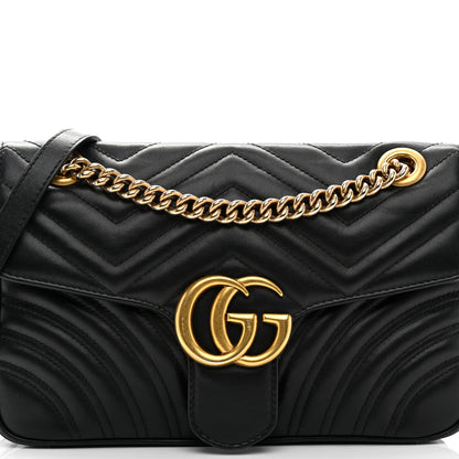 Gucci Calfskin Matelasse Small GG Marmont Shoulder Bag Black 8 of 10