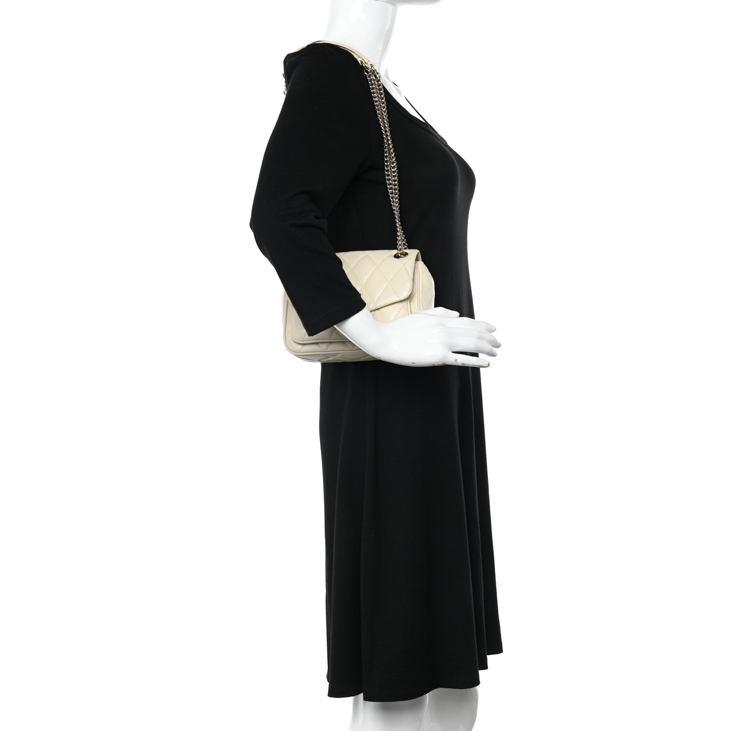 Shiny Calfskin Quilted Mini Darley Shoulder Bag Chalk