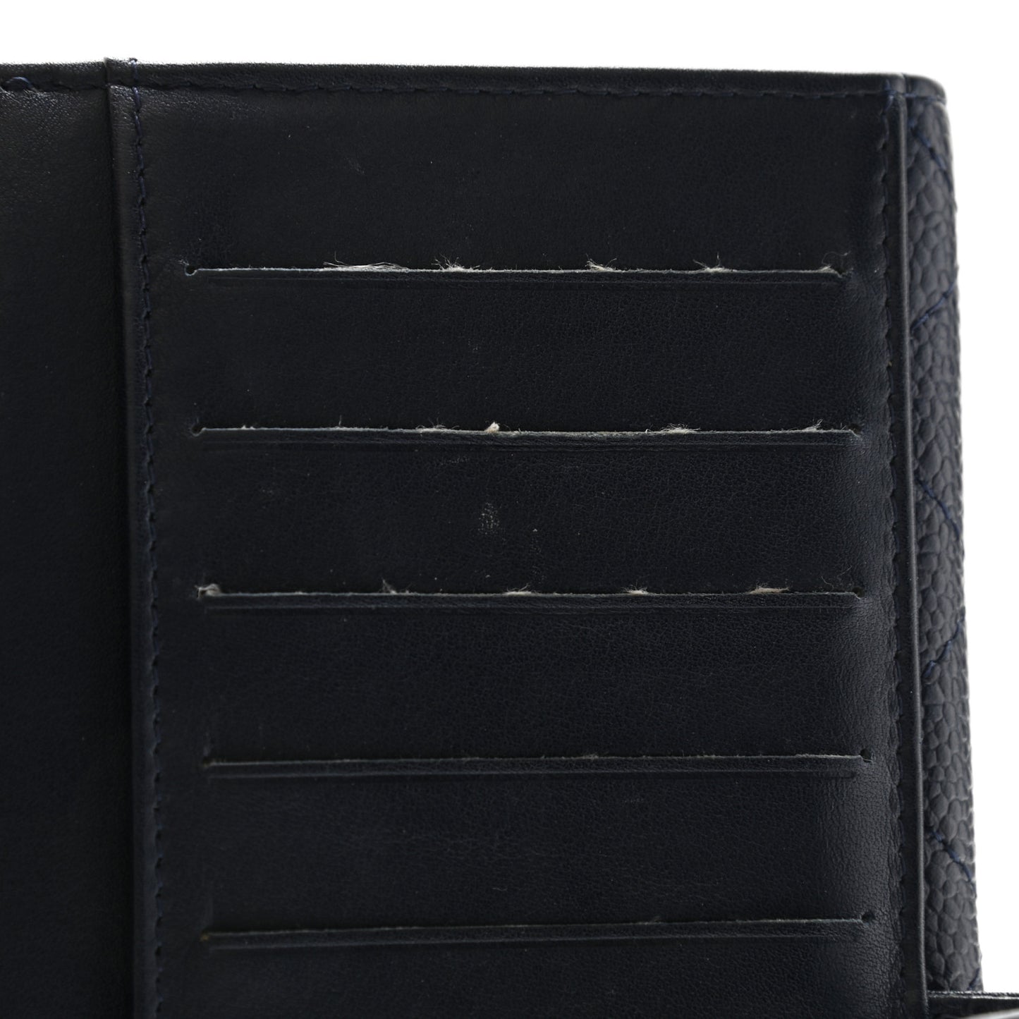 Caviar Quilted CC Long Double Wallet Navy