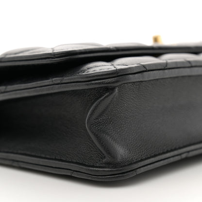 Chanel Lambskin Quilted CC Pearl Crush Wallet on Chain WOC Black 9 of 11