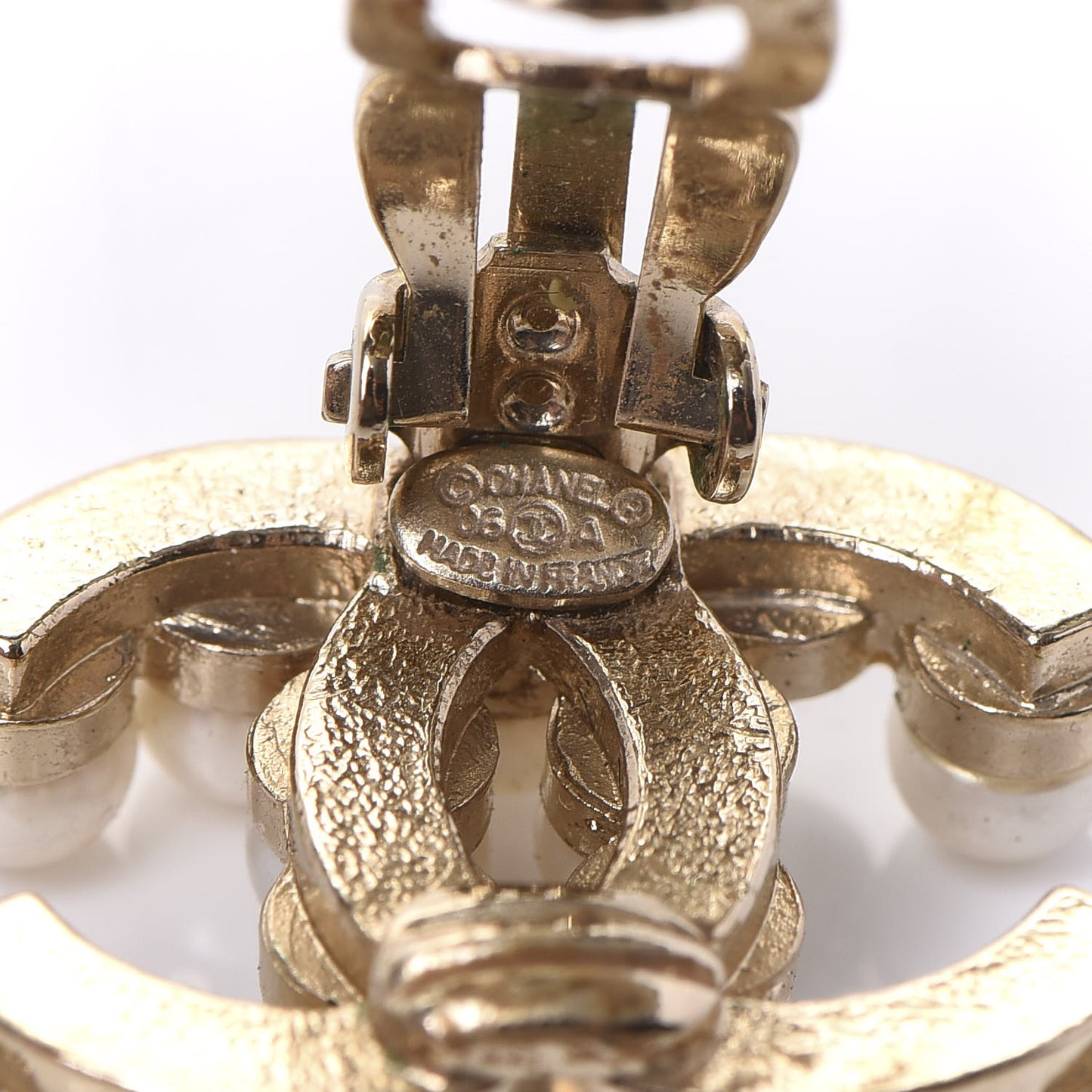 Pearl CC Clip On Earrings Gold