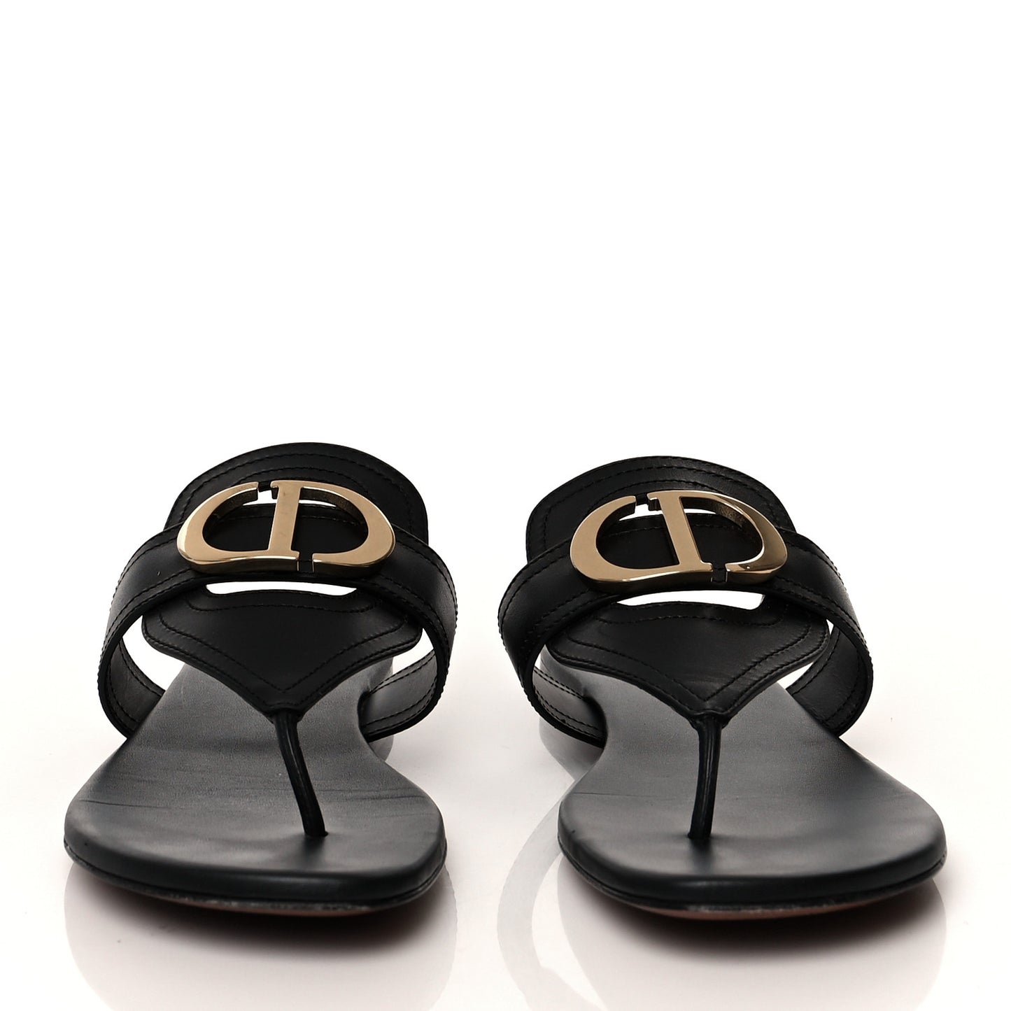 Calfskin 30 Montaigne Thong Sandals 37.5 Black